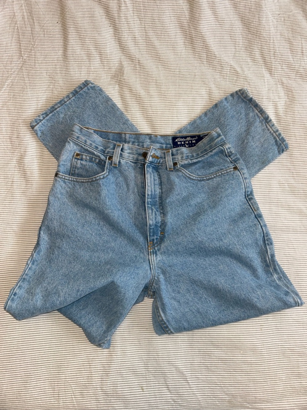 Eddie Bauer Vintage Mom Jeans Light Wash 90s Style Tapered Denim Y2K Classic Fit
